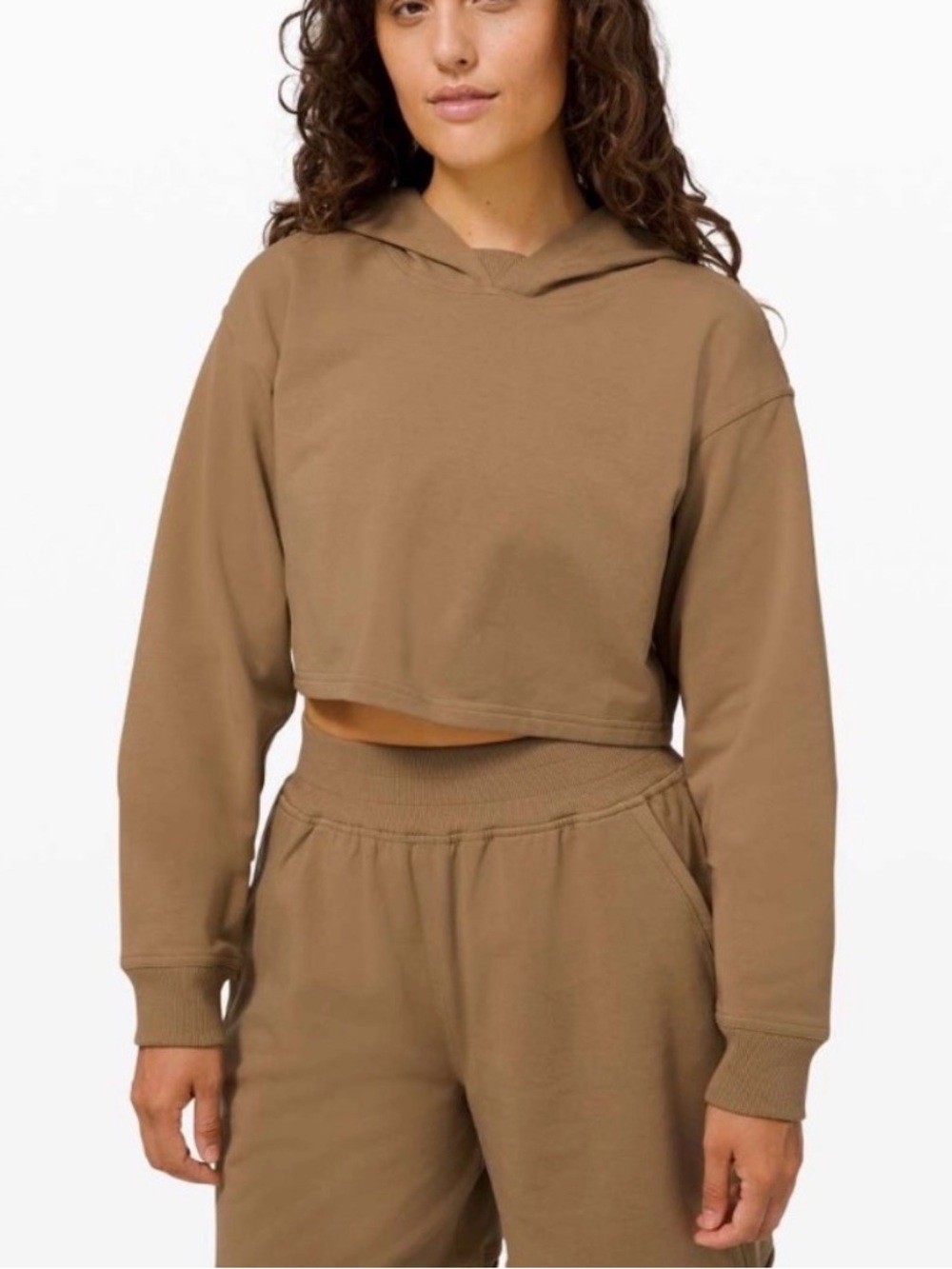 NEW Lululemon size 4 LA All Yours Cropped Hoodie Frontier long sleeve brown
